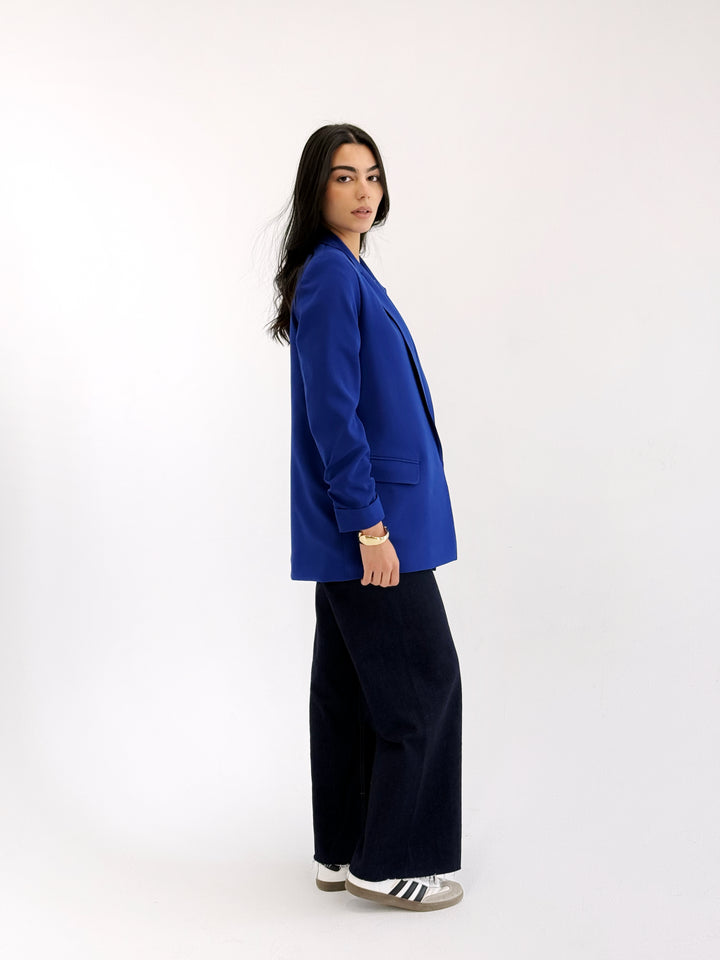 Ruffle blazer in royle blue