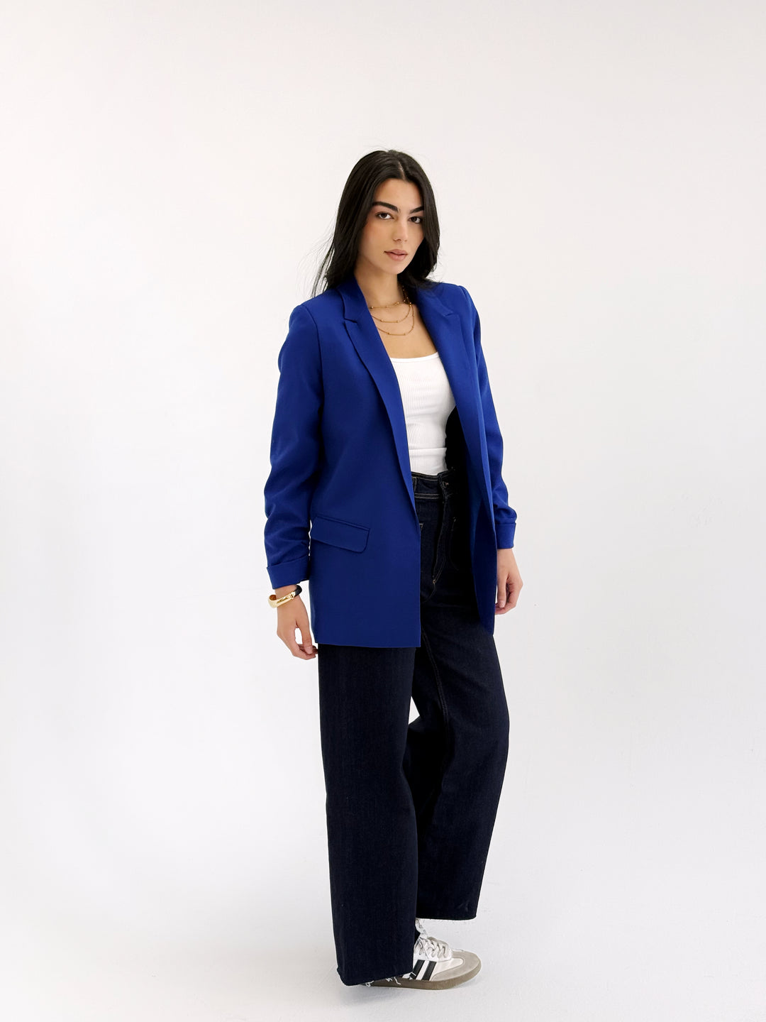 Ruffle blazer in royle blue