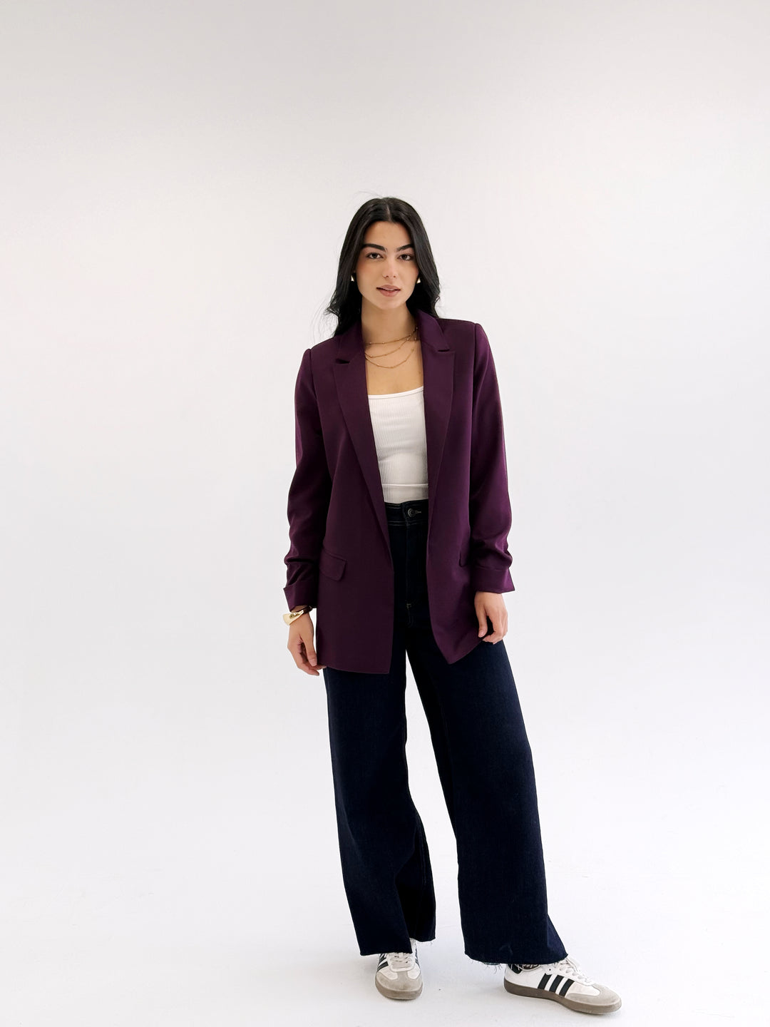 Ruffle blazer in burgandy
