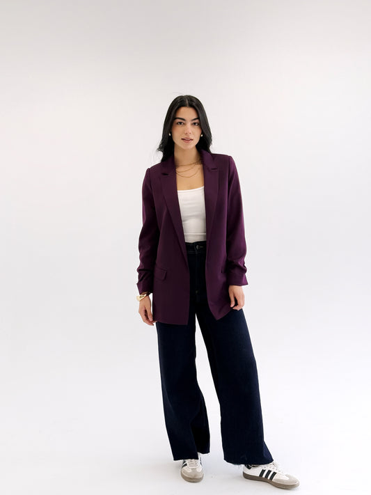 Ruffle blazer in burgandy