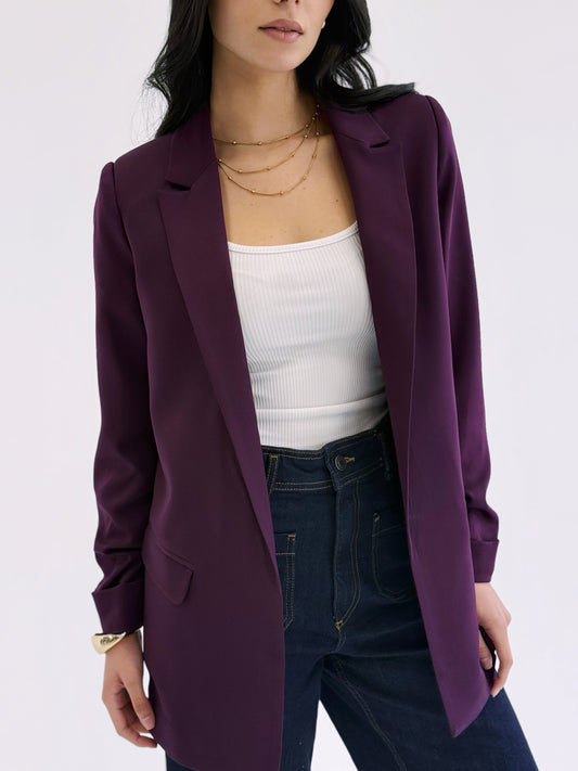 Ruffle blazer in burgandy