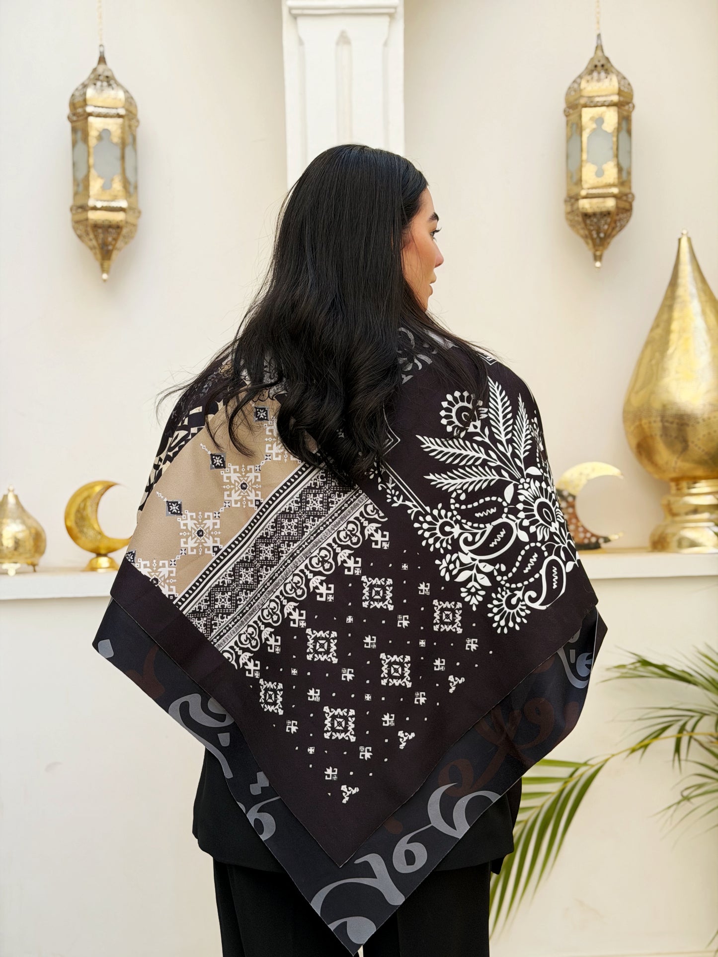 ink wool Scarf square