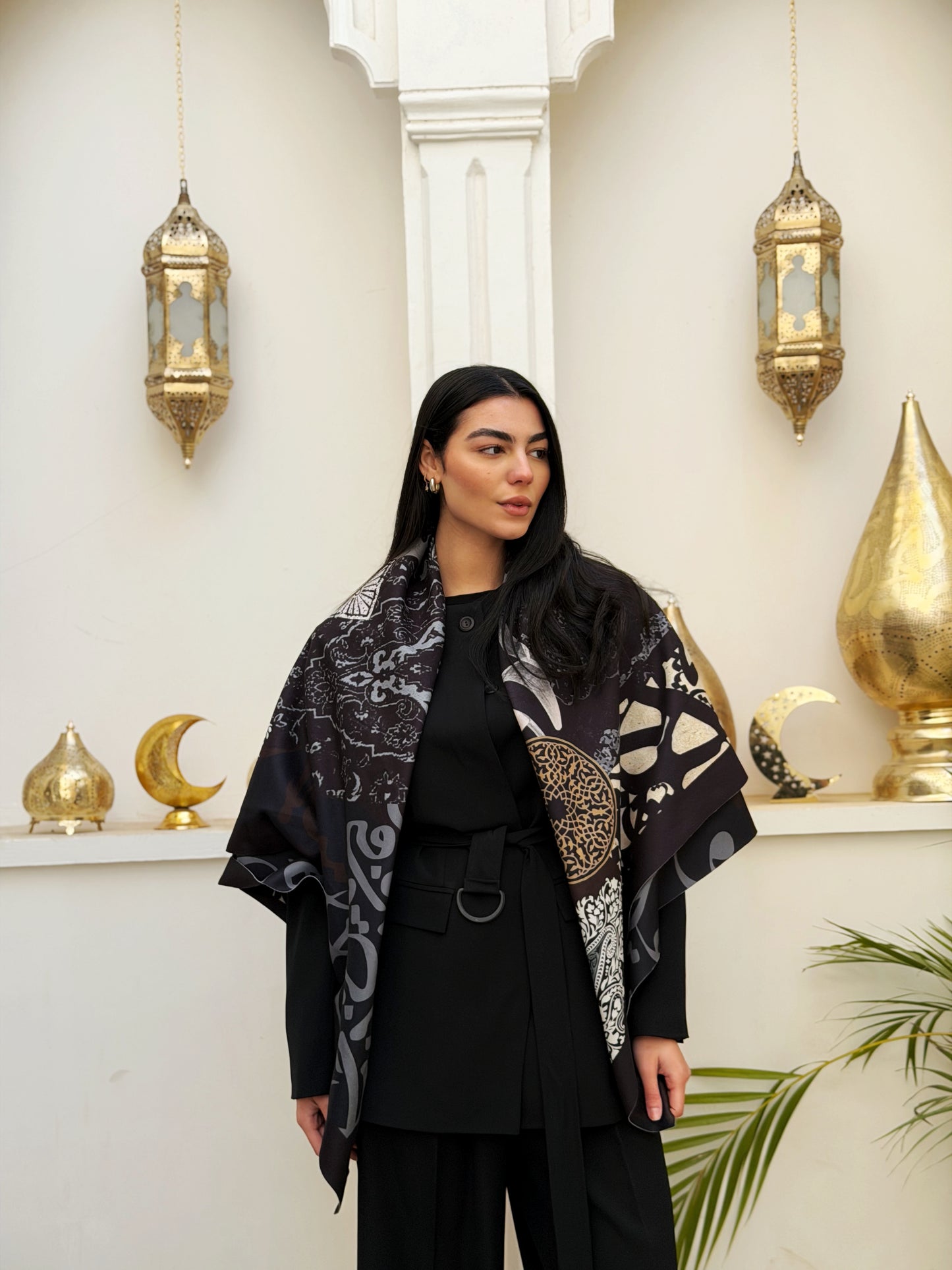 ink wool Scarf square