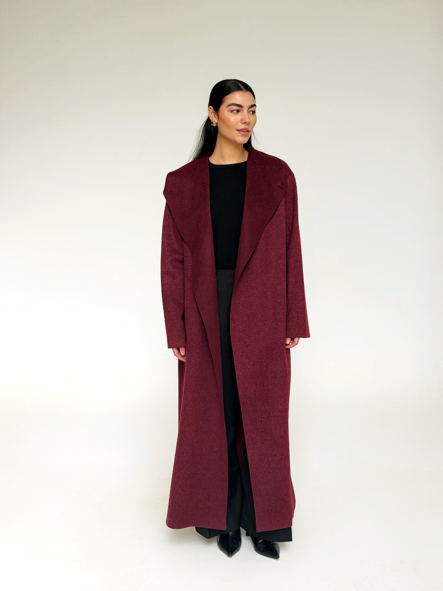 Classy wool coat in Burgundy