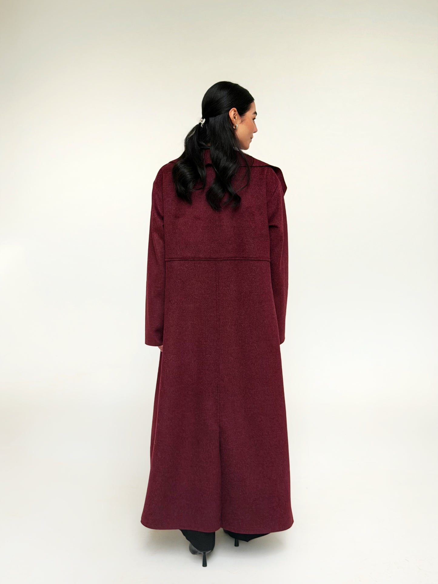 Classy wool coat in Burgundy