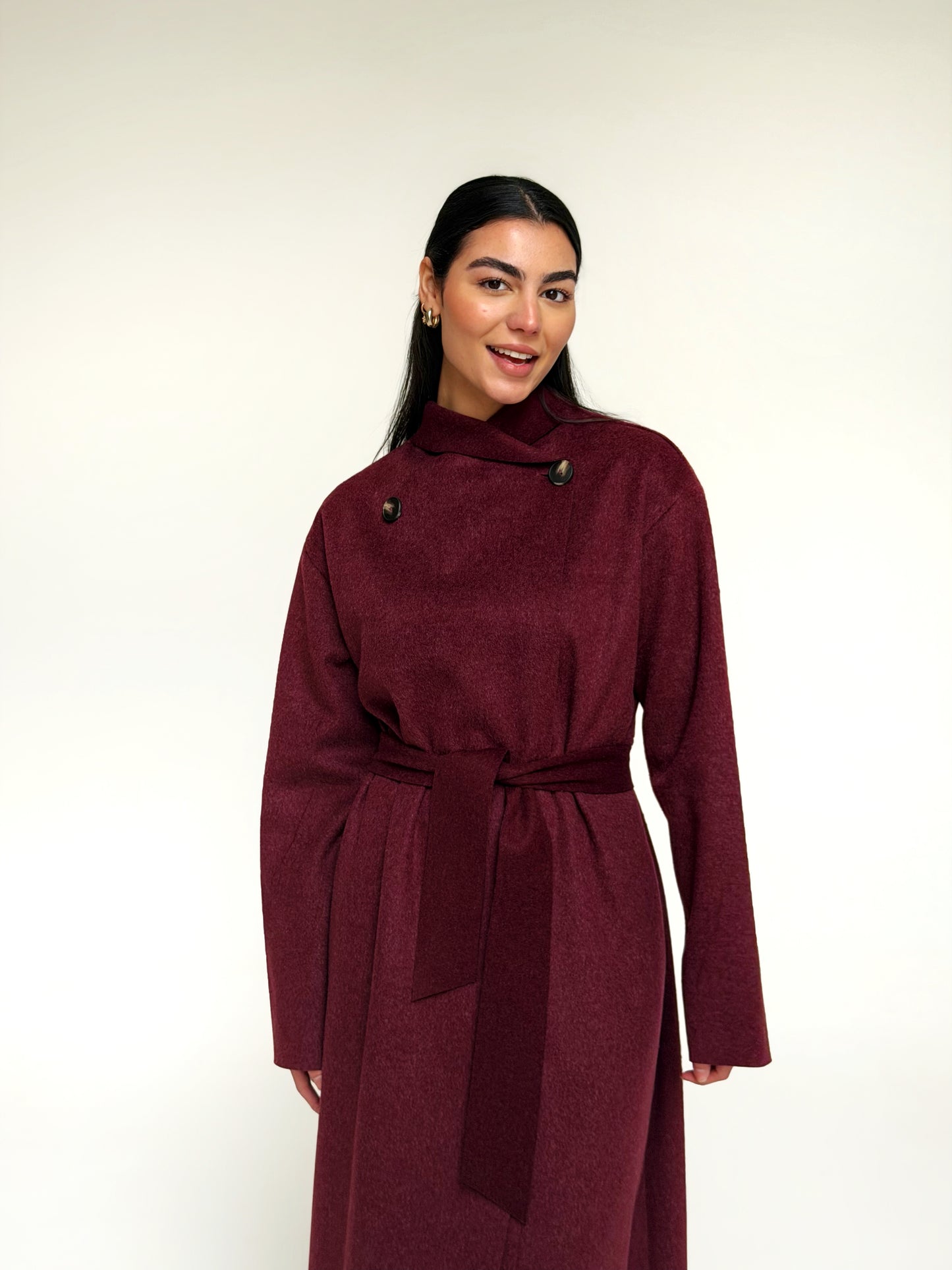 Classy wool coat in Burgundy
