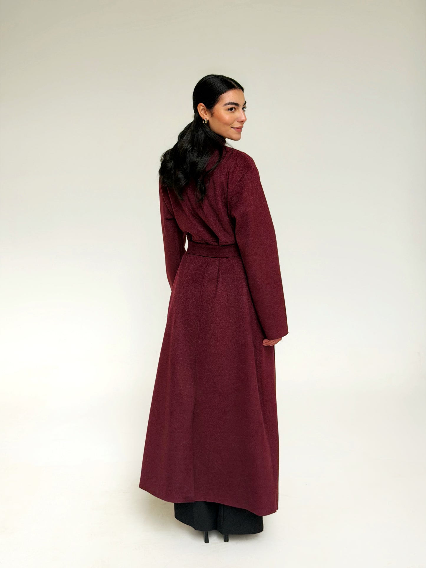 Classy wool coat in Burgundy