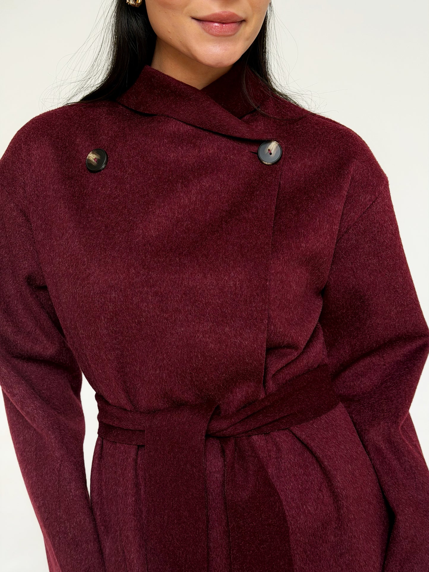 Classy wool coat in Burgundy