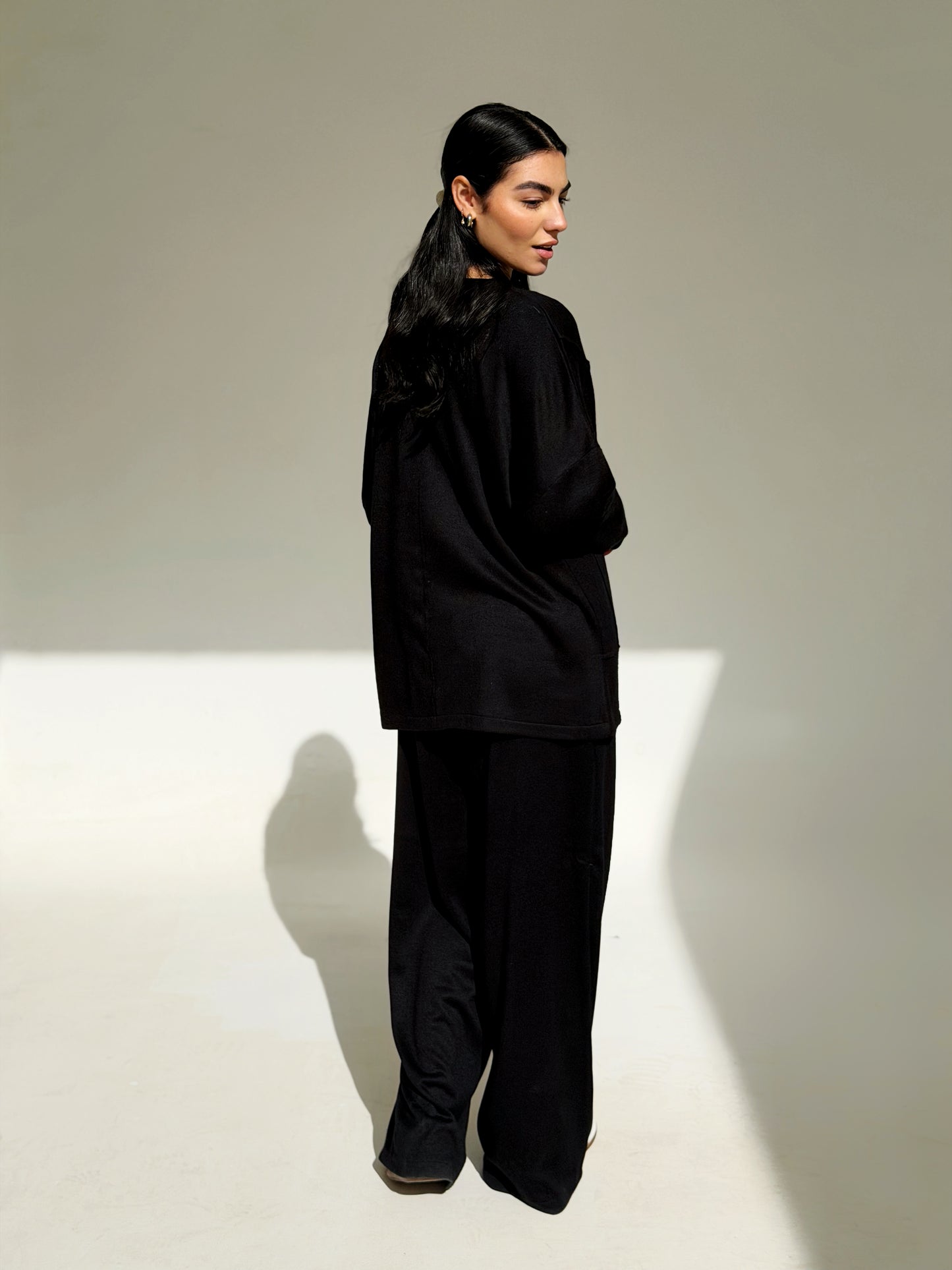 Oversized wool set In Black