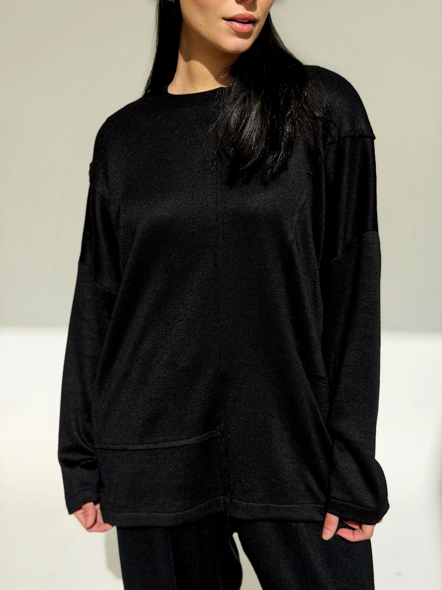 Oversized wool set In Black