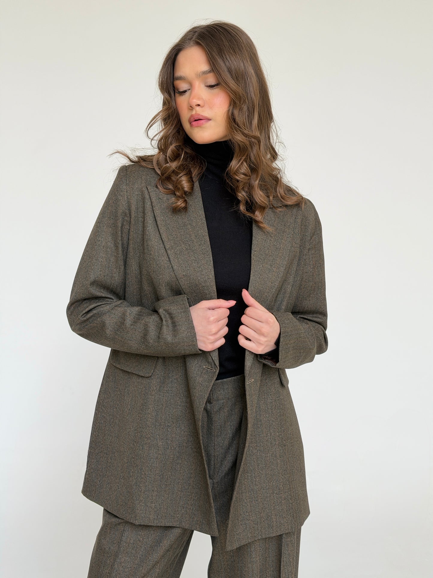 The Tailored Striped Blazer in Brown