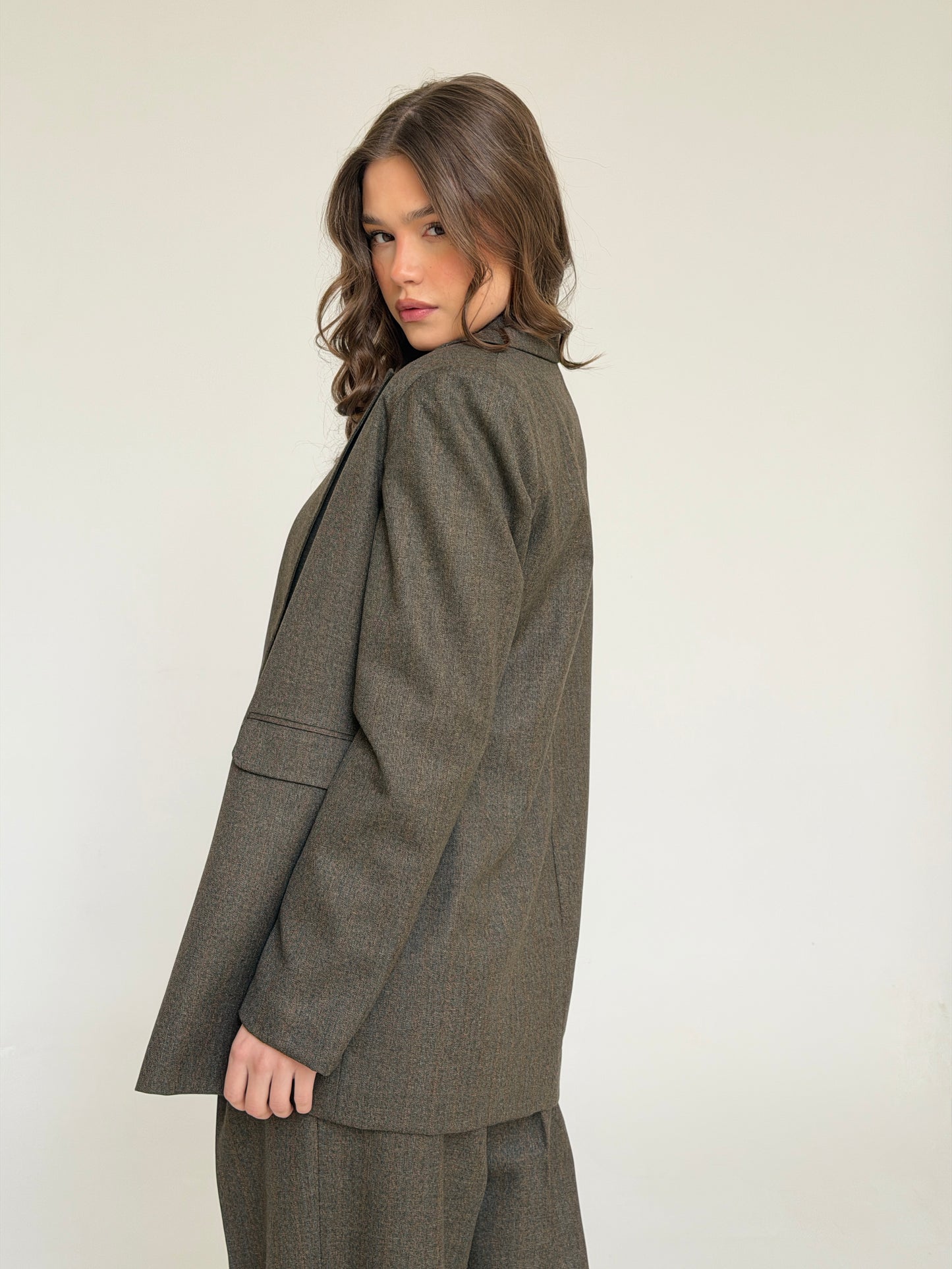 The Tailored Striped Blazer in Brown