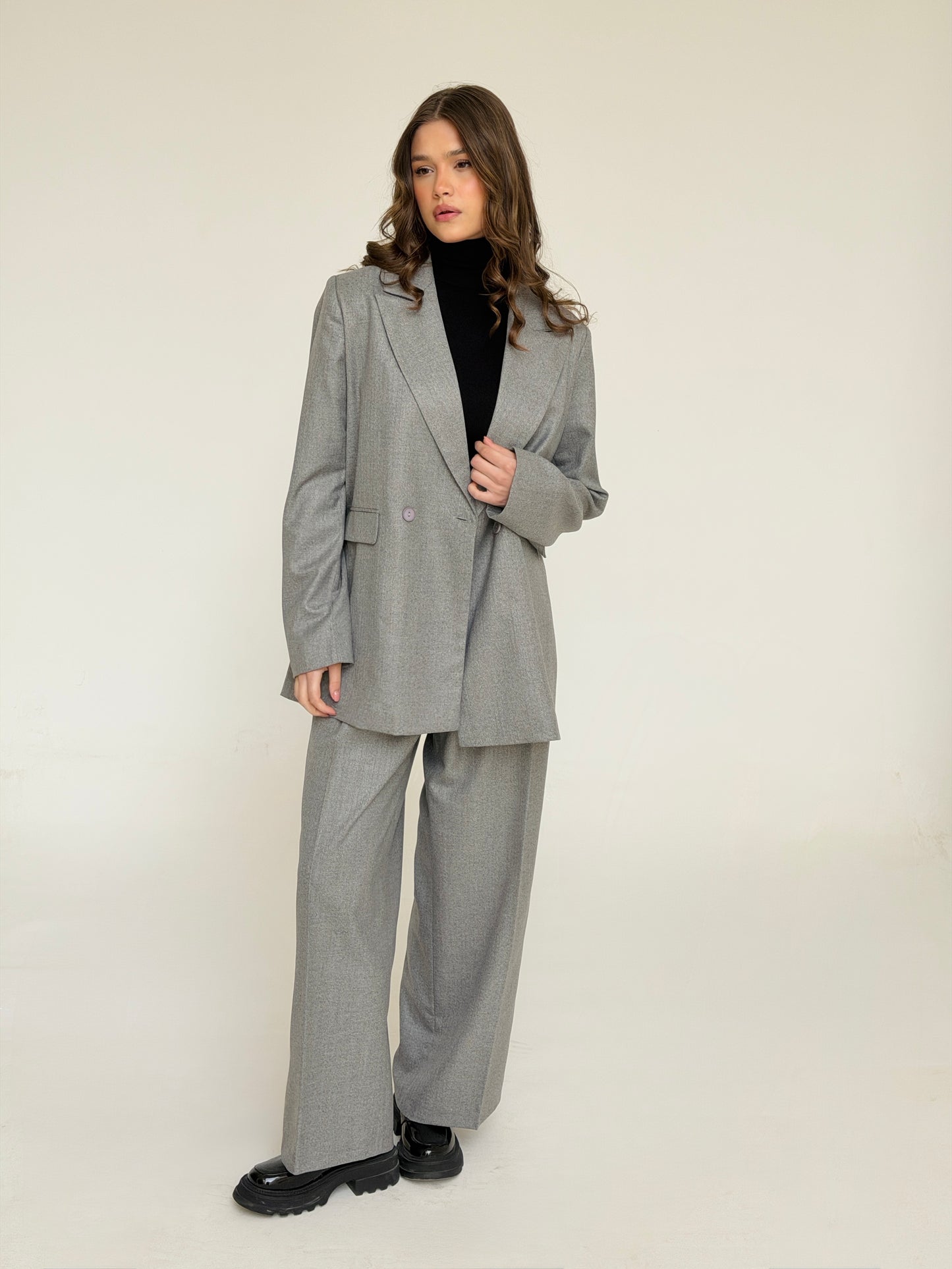 The Tailored Striped Blazer In Light Gray