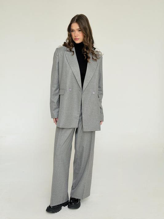 The Tailored Striped Blazer In Light Gray