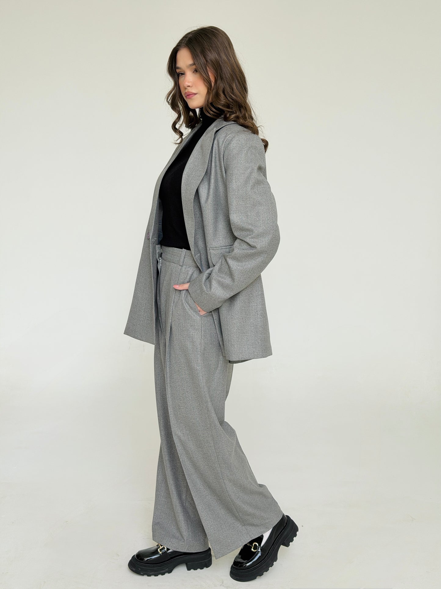 The Tailored Striped Blazer In Light Gray