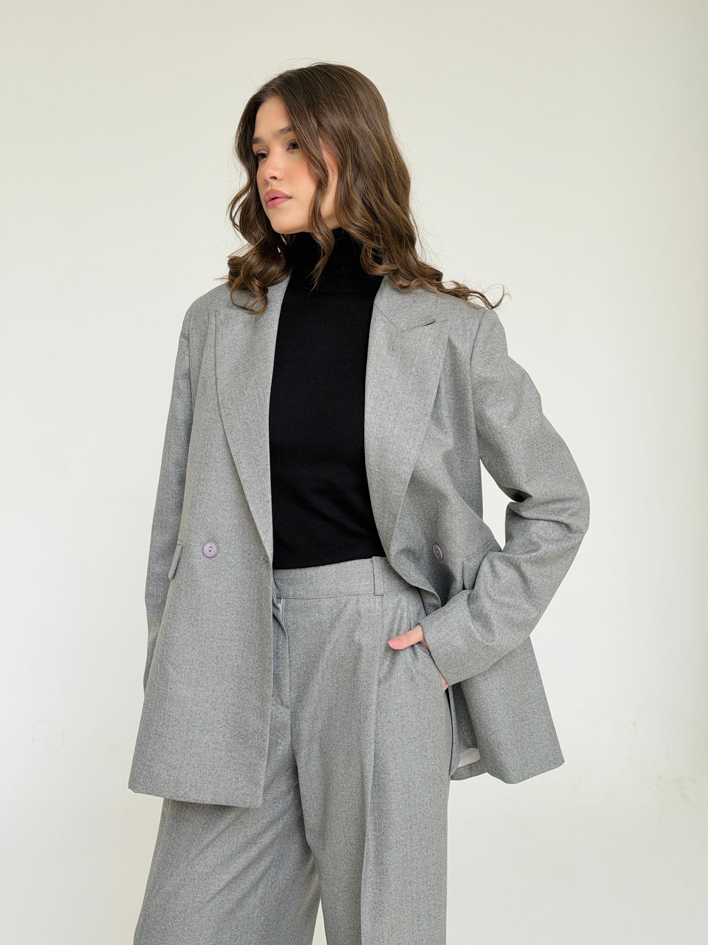 The Tailored Striped Blazer In Light Gray