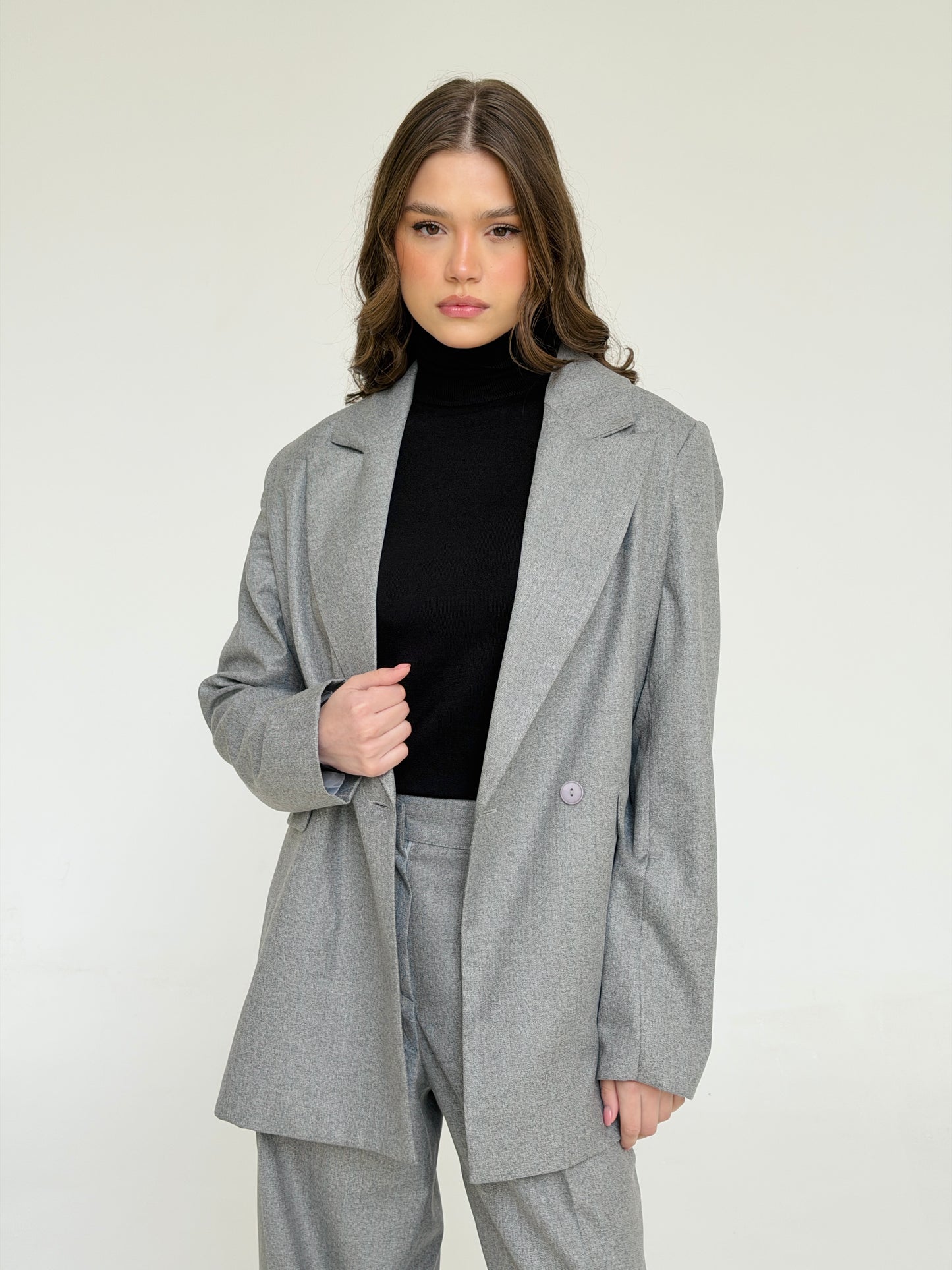 The Tailored Striped Blazer In Light Gray