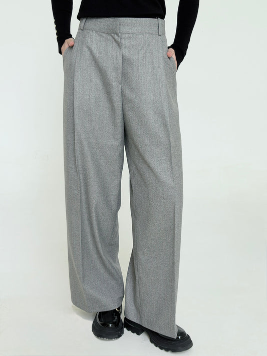 The Tailored Striped Pants In Light Gray