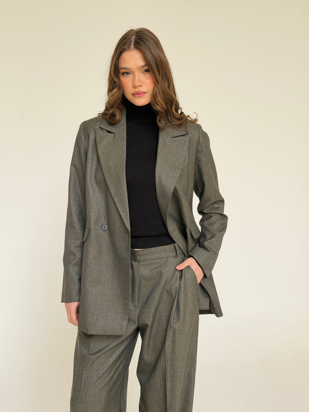 The Tailored Striped Pants In Cafe