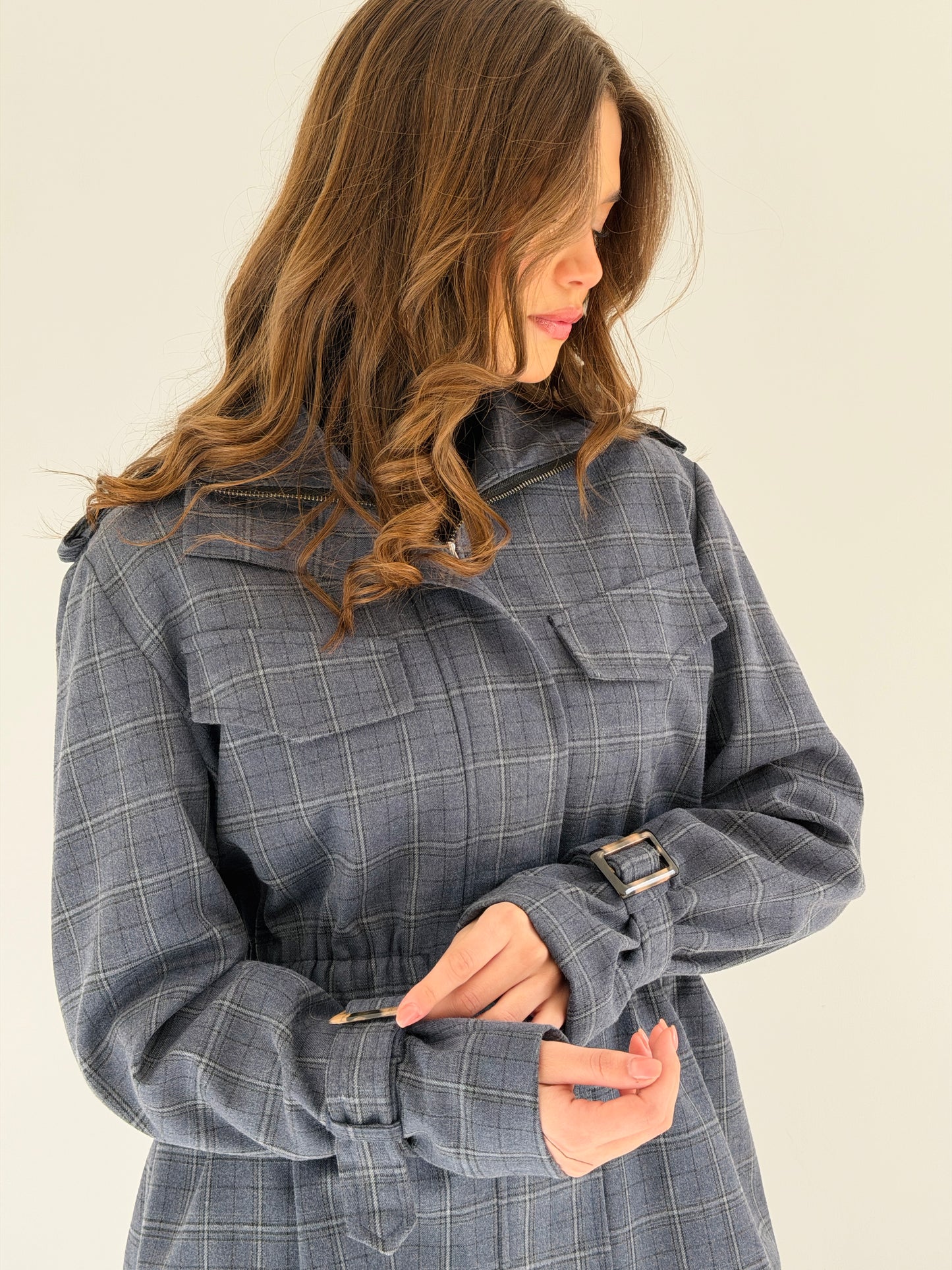 Checkered suit in blue