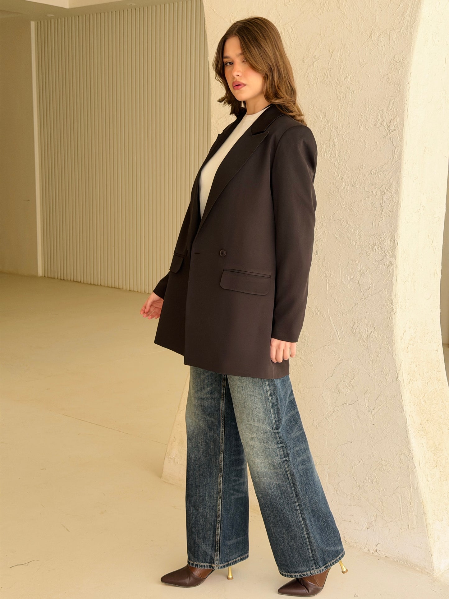 Relaxed fit black blazer