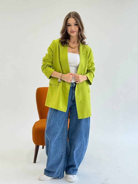 Linen Blazer in Apple green