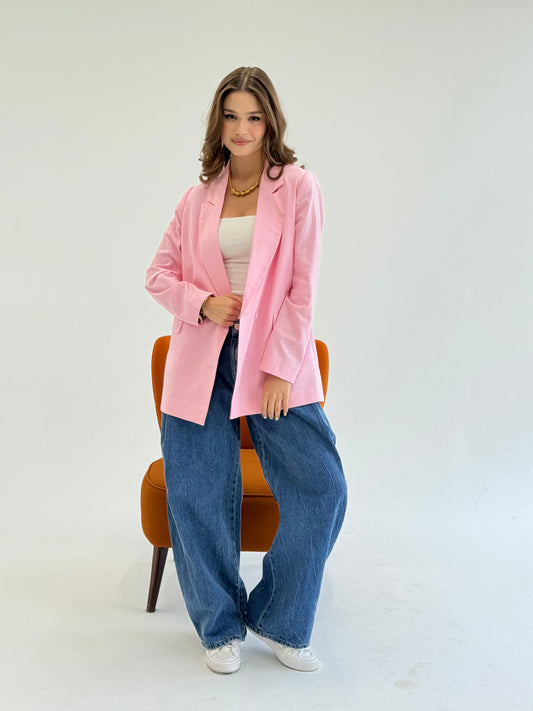 Linen Blazer in pink