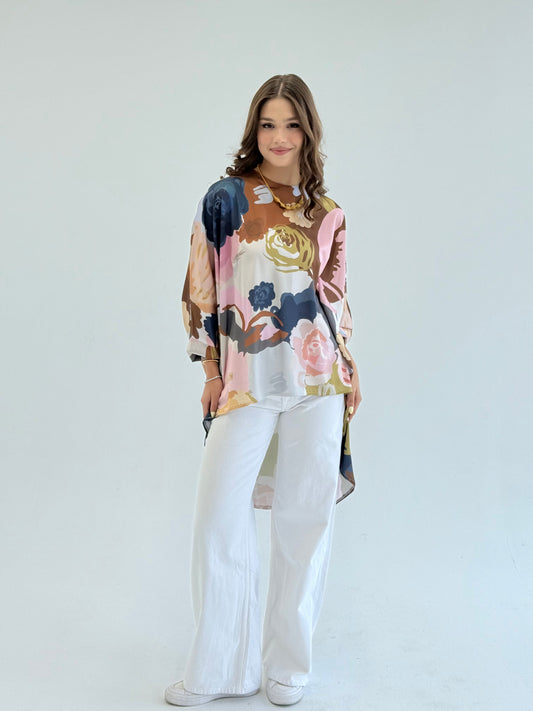 Printed satin blouse