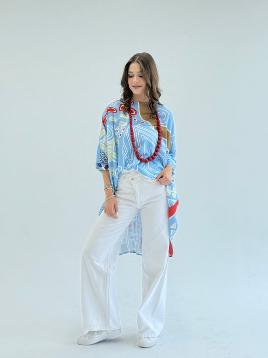 Printed satin blouse