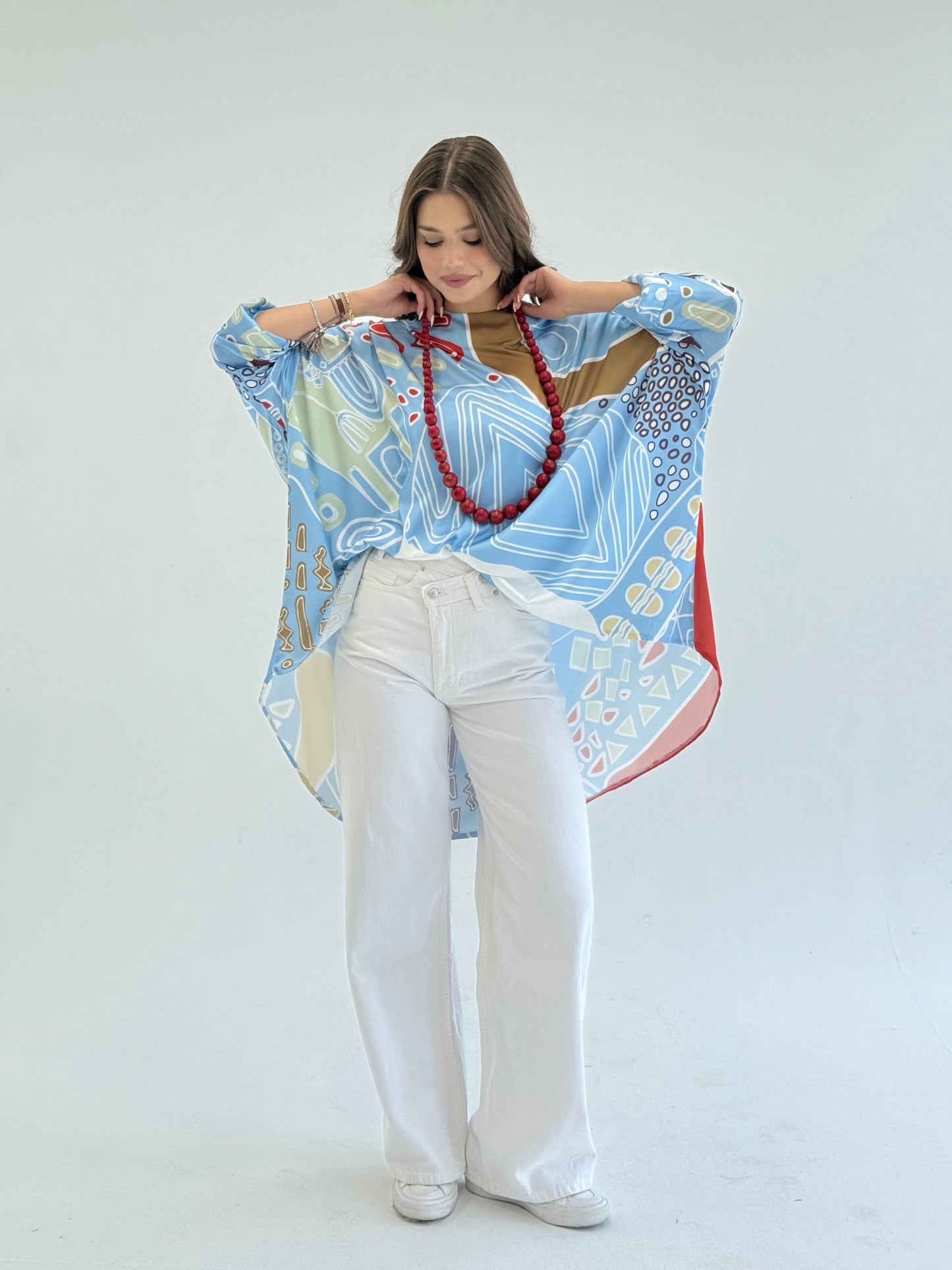 Printed satin blouse