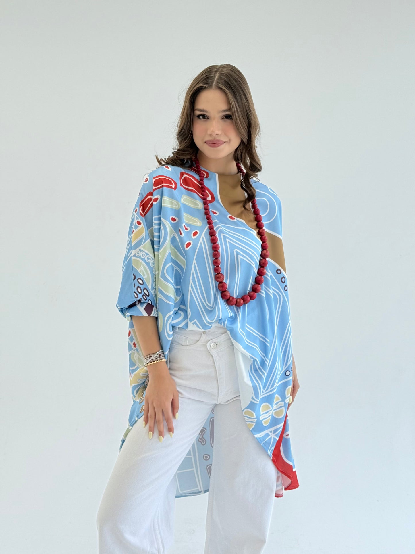 Printed satin blouse