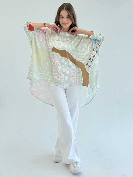 Printed satin blouse