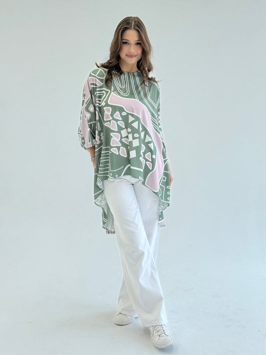 Printed satin blouse