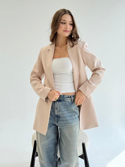 Slim fit blazer beige