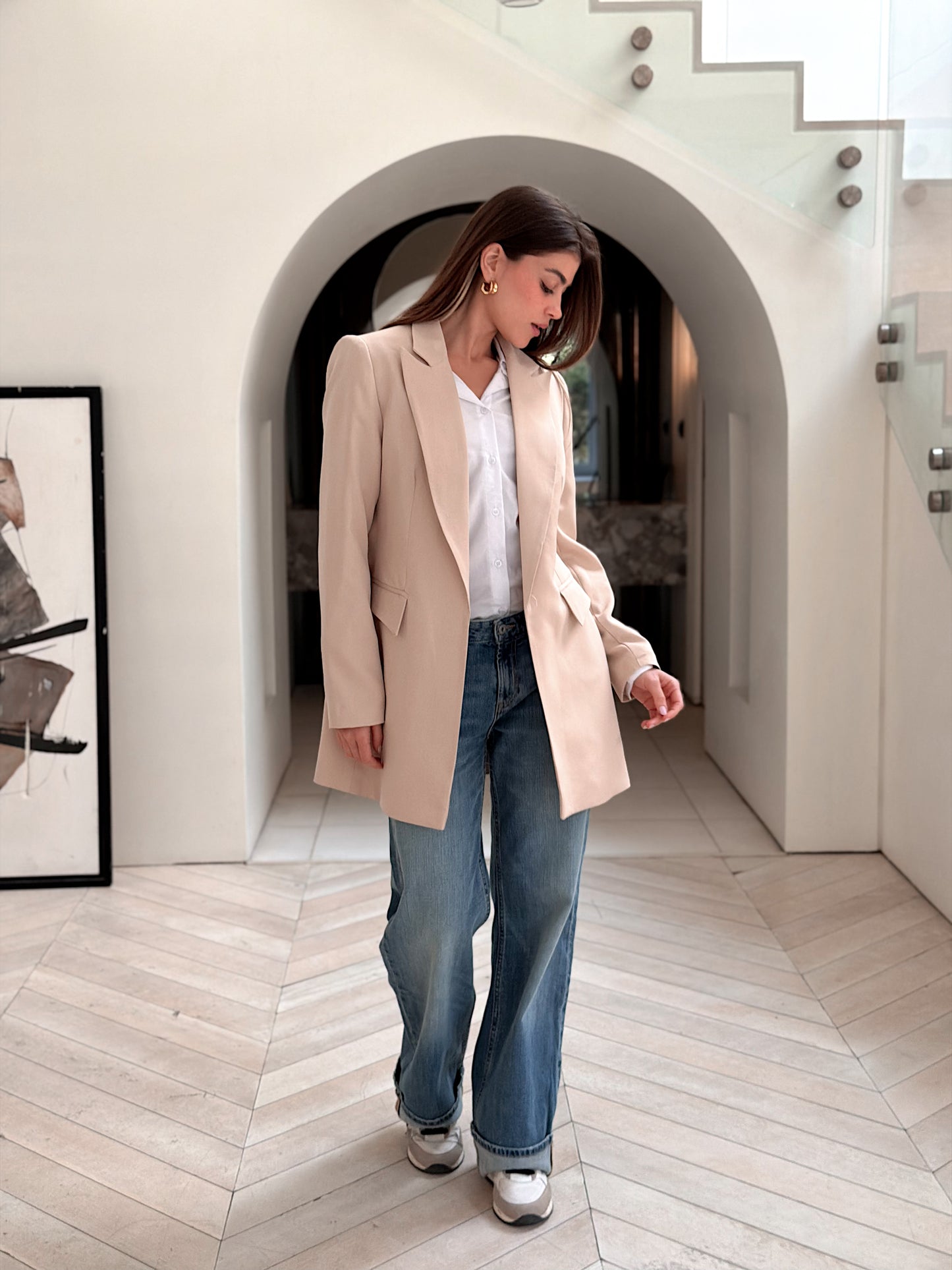 Slim fit blazer beige