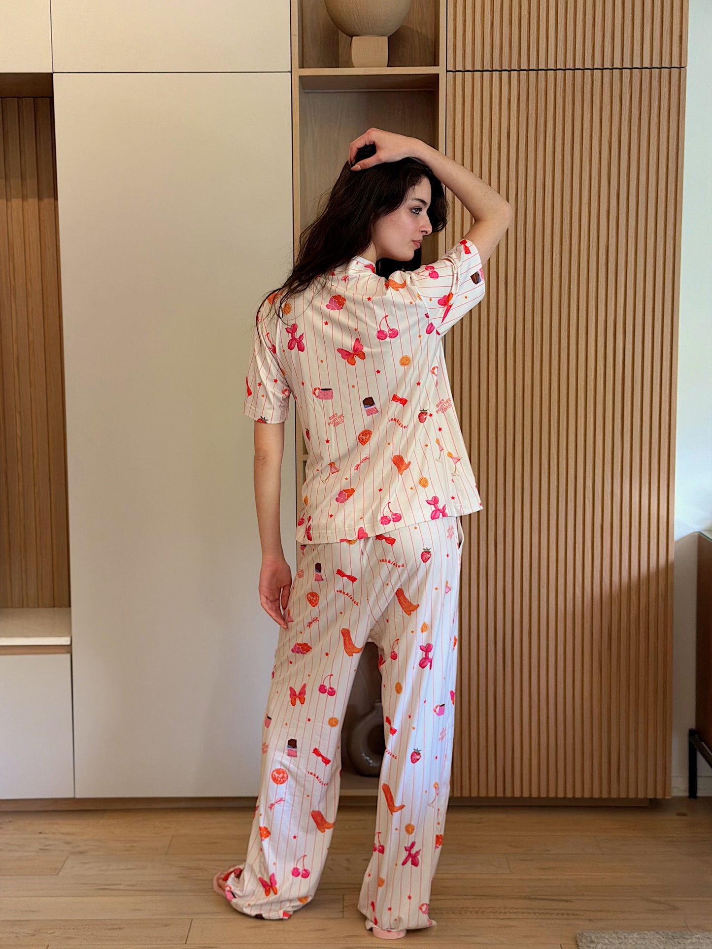 Self love cotton warp-style pajama  /Coffe