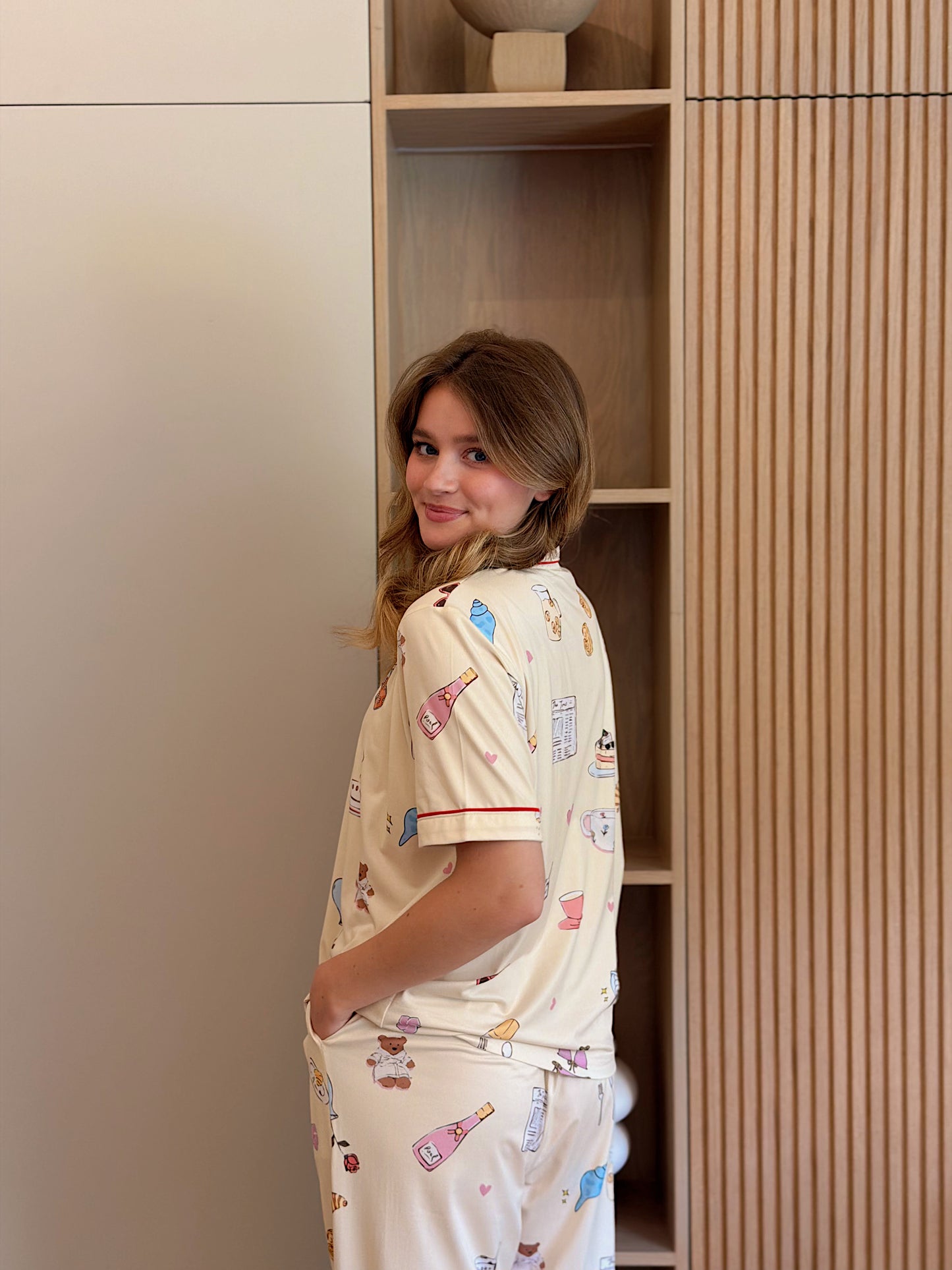 Self love cotton Button -up pajama / self love in yellow