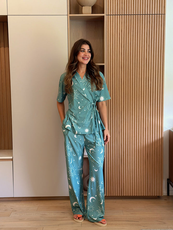 Self love cotton warp-style pajama  /Moon