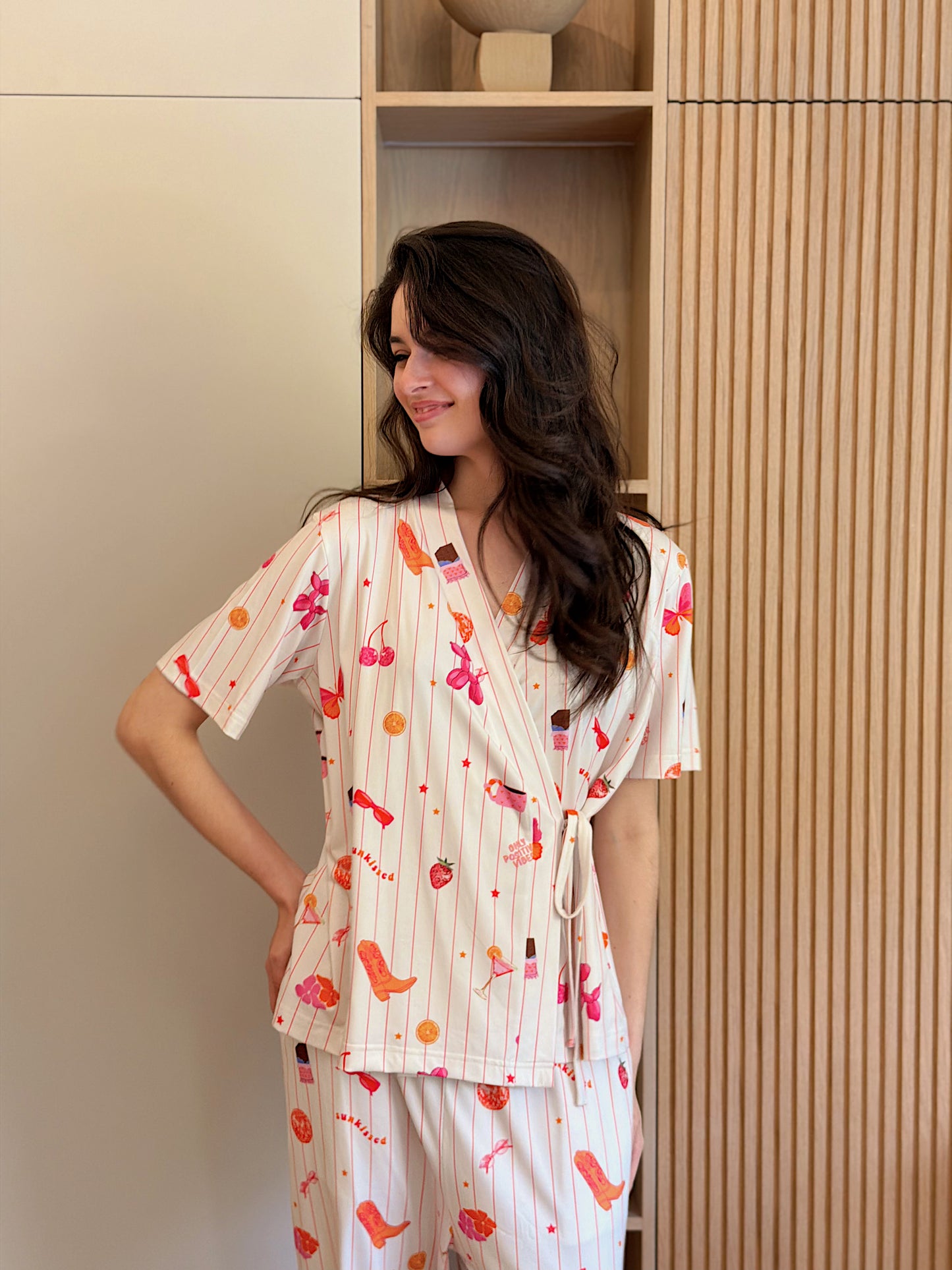 Self love cotton warp-style pajama  /Coffe