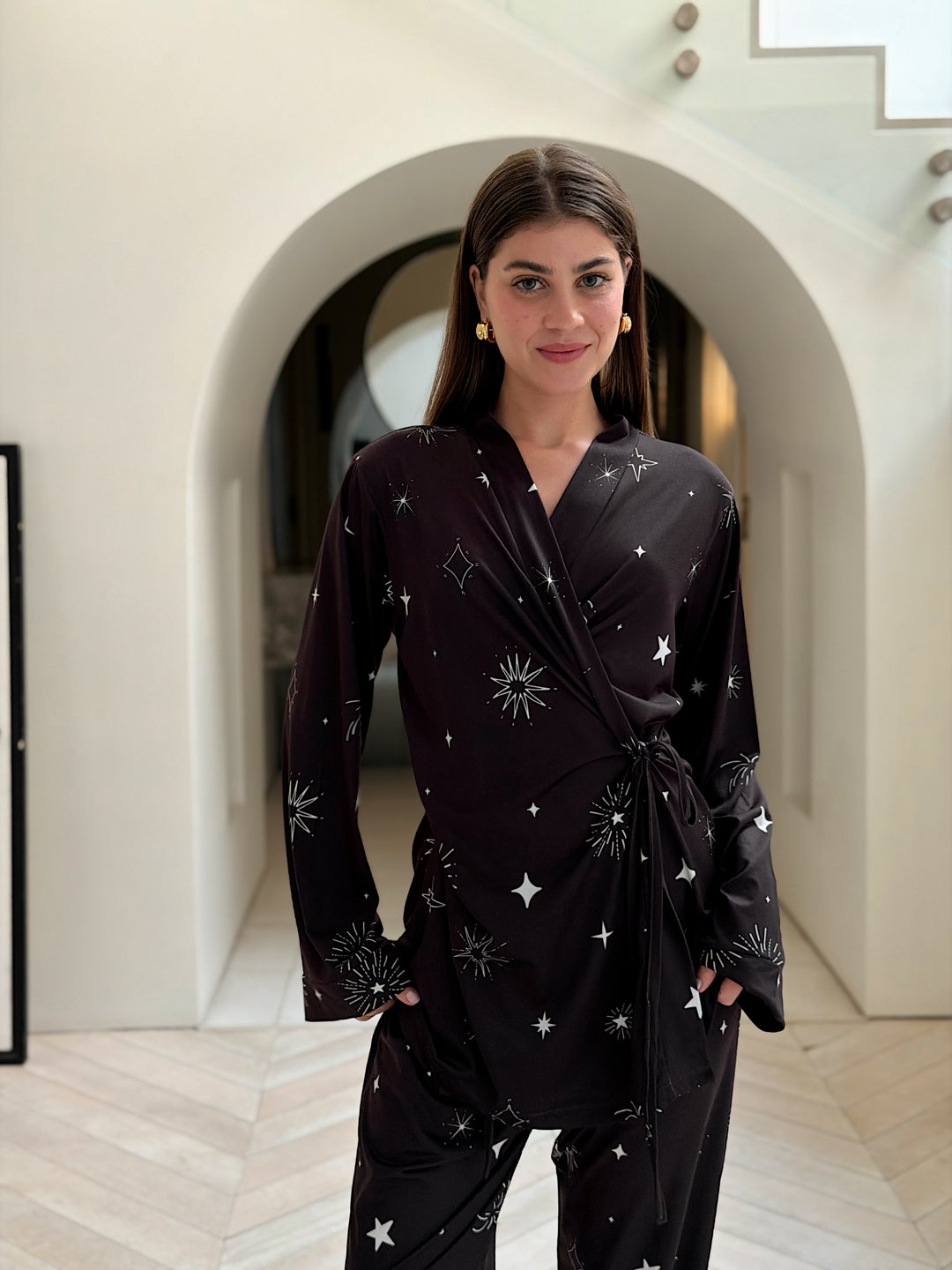 Self love cotton/ Midnight stars in black pajama only
