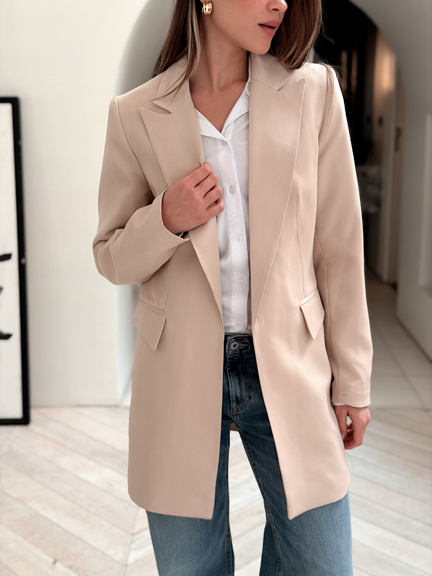 Slim fit blazer beige