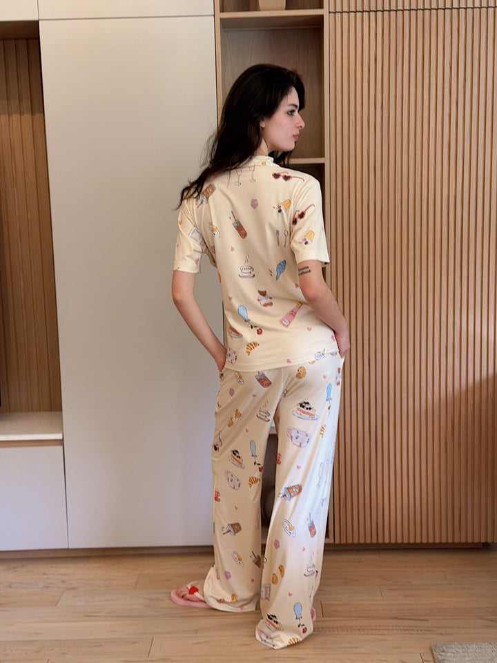 Self love cotton warp-style pajama/self love in yellow