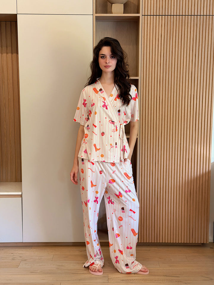 Self love cotton warp-style pajama  /Coffe