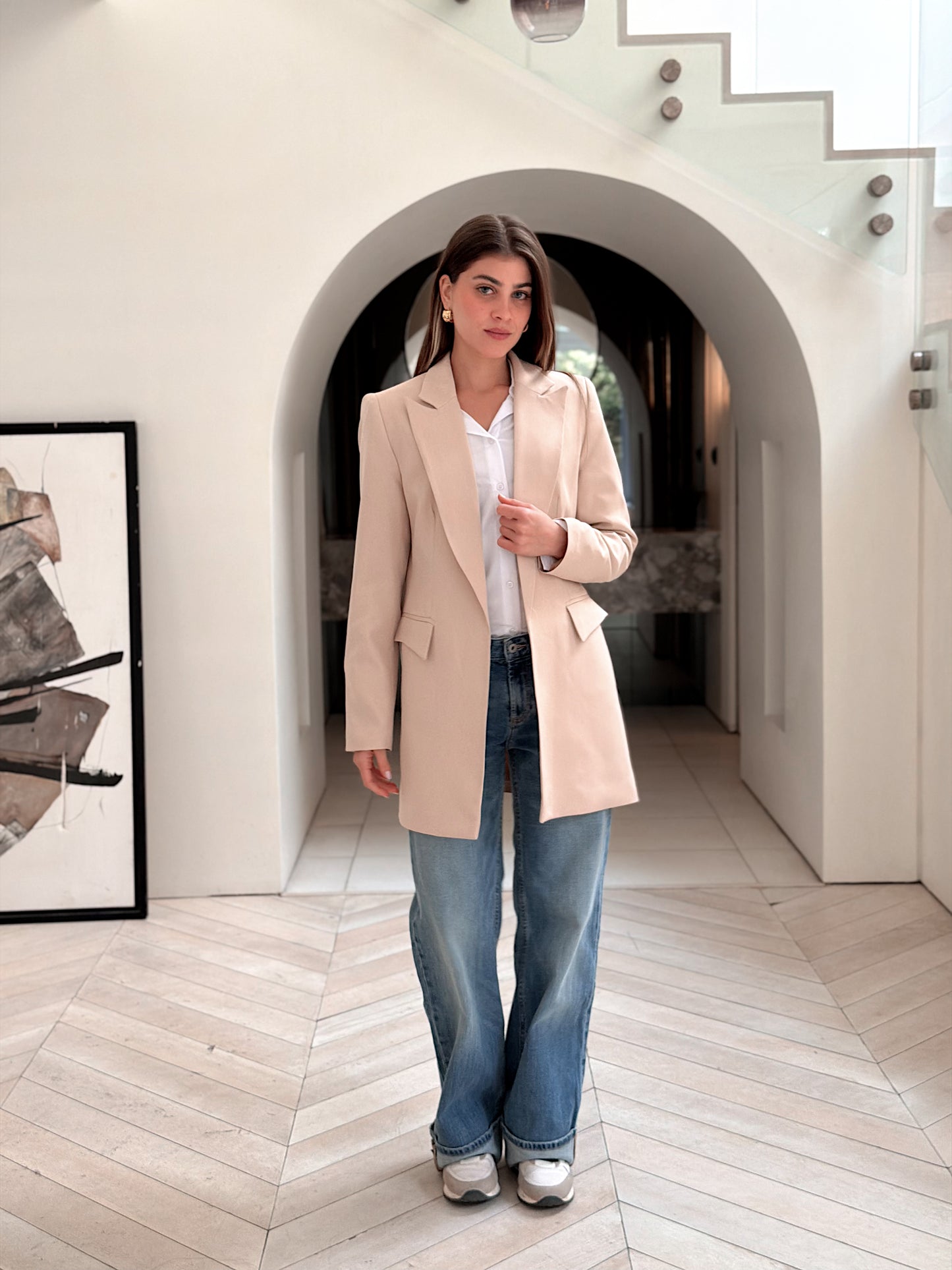 Slim fit blazer beige