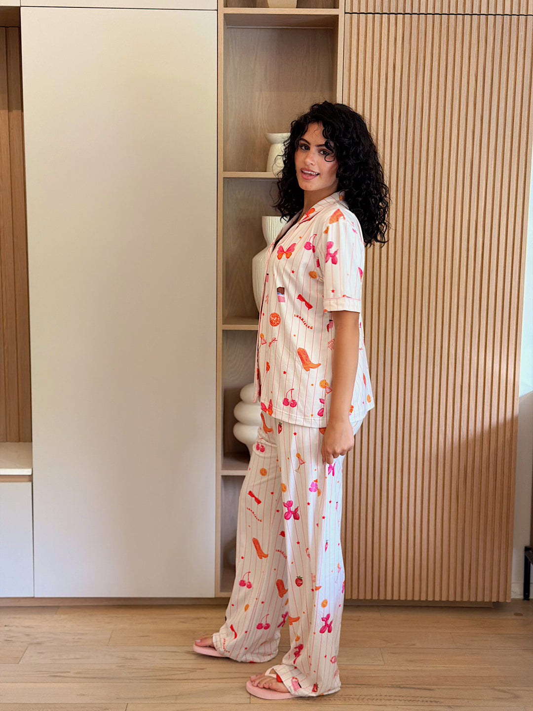 Self love cotton Button -up pajama / coffe
