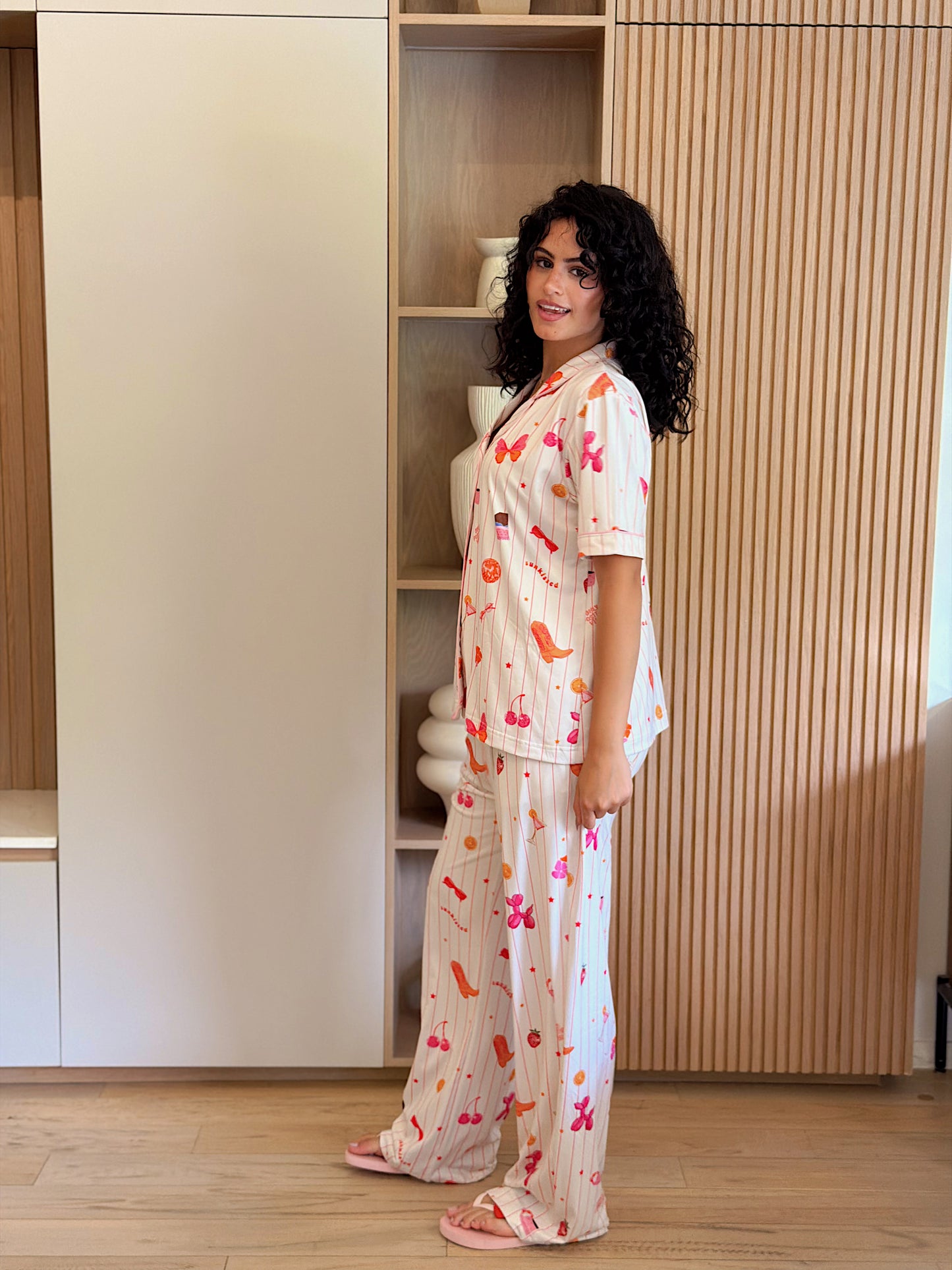 Self love cotton Button -up pajama / coffe