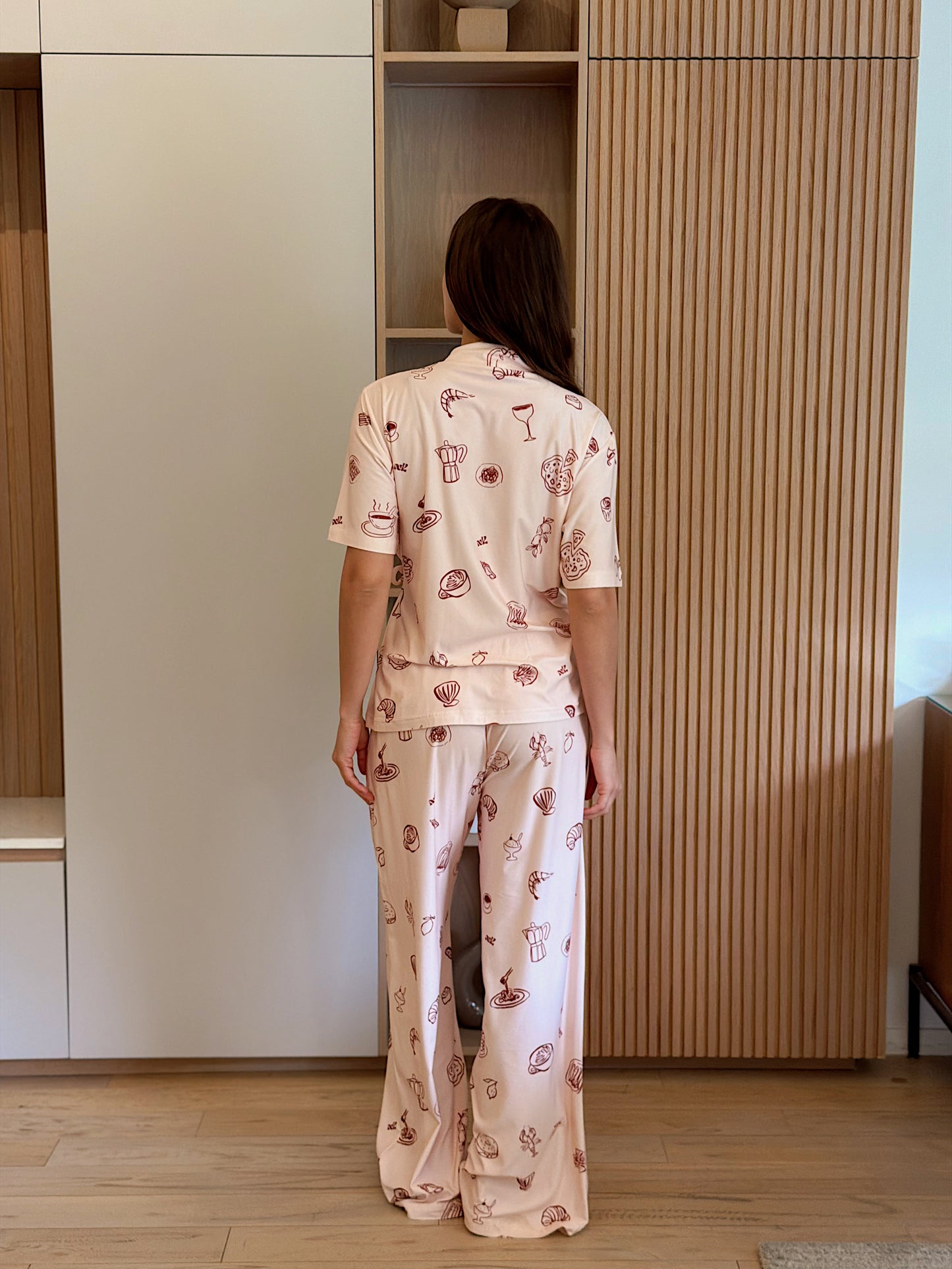 Self love cotton warp-style pajama / Breakfast club in Beige