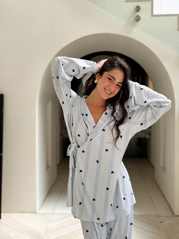 Self love cotton/ lovely lines in Blue pajama only