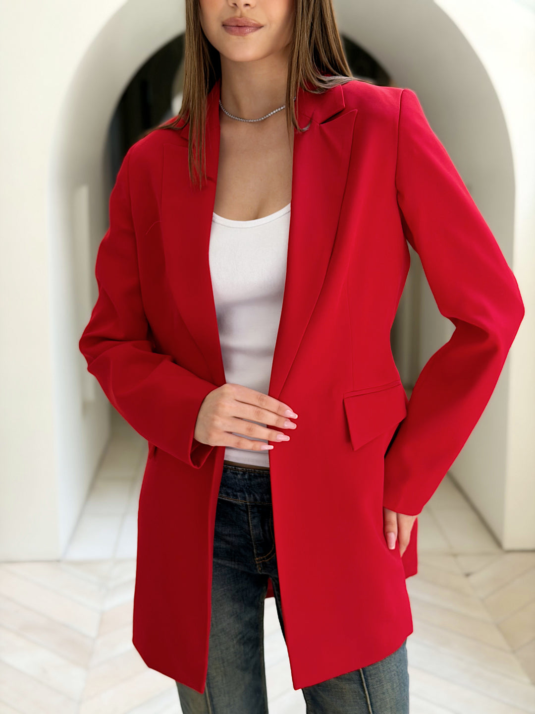 SLIM FIT RED BLAZER