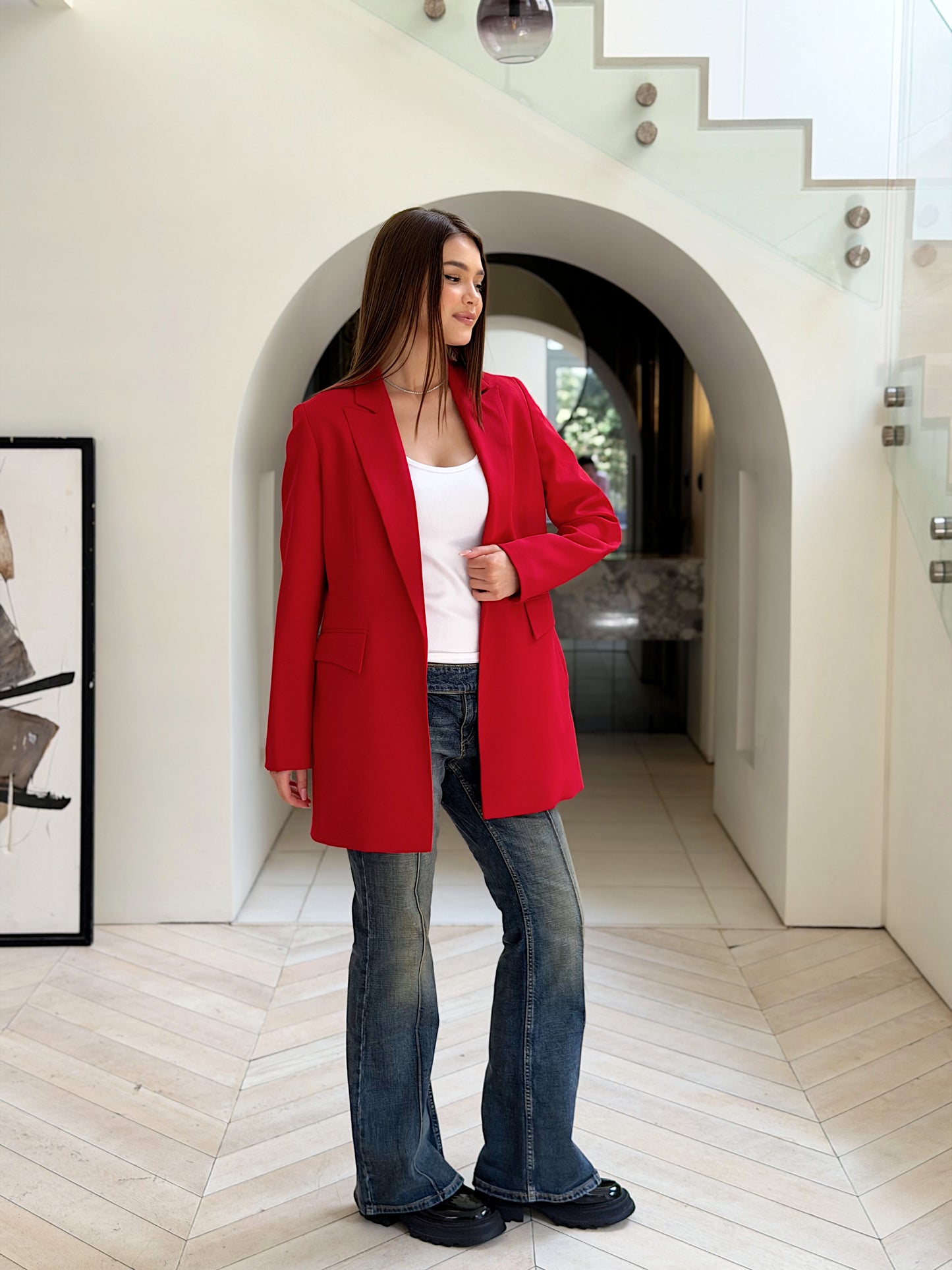 SLIM FIT RED BLAZER